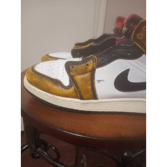 Nike Air Jordan 1 Mid Se Gs Suze 7Y Wear-away Taxi Yellow Black Aj1 DQ8418071 - Picture 9 of 14